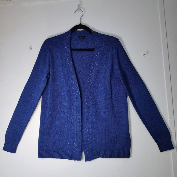 Ann Taylor women's Cardigan knitted,silver studs, oversized,cotton blend sz S. - Picture 16 of 16